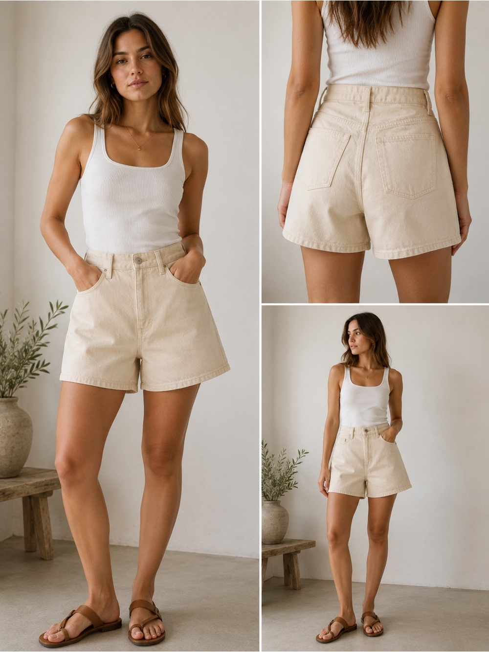 NWOT - COS High Waist Wide Leg Shorts - Size 29 - 100% Unbleached Cotton